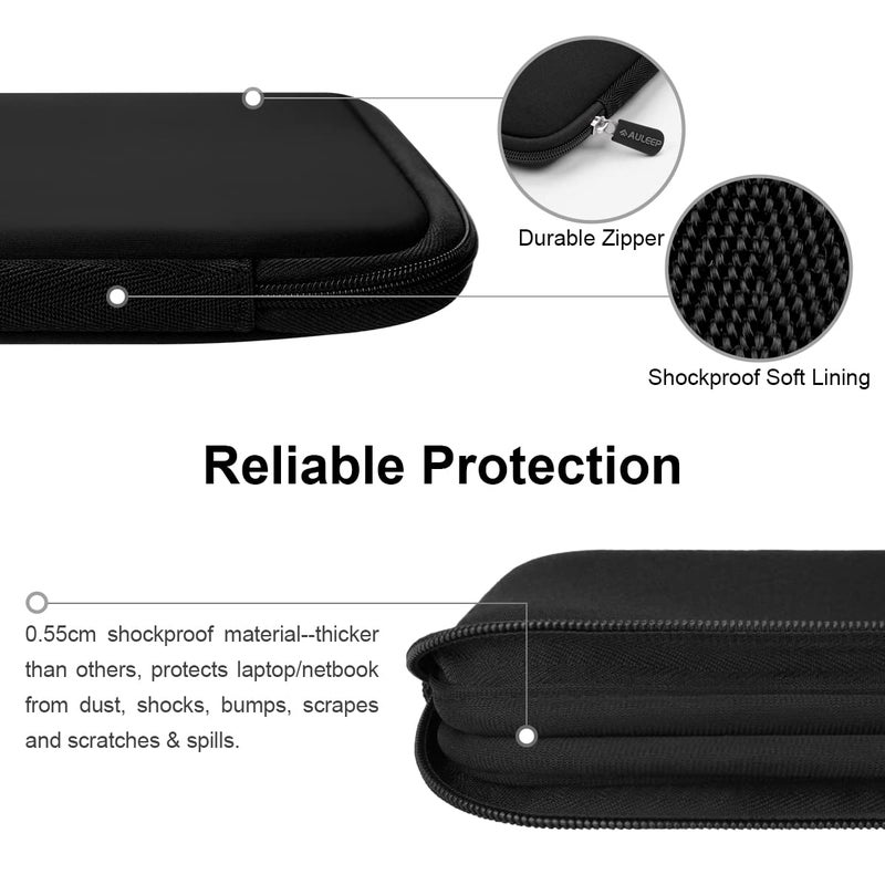 AULEEP أولييب أكمام لابتوب 11-12 بوصة، جيب حاسوب نوت بوك من النيوبرين، أكمام حمل لوحي مقاومة للماء متوافقة مع لابتوب أيسر/أسوس/دل/لينوفو/إتش بي، أسود - Image 5